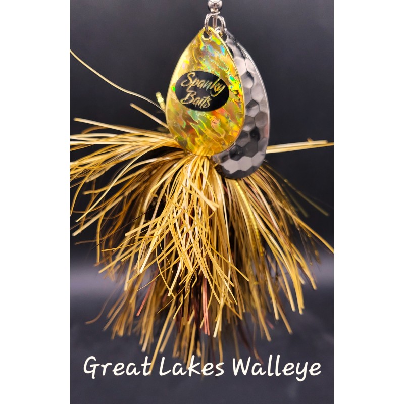 "NEW 2023" Great Lakes Walleye Smoke Hex & Gold Ice Blades